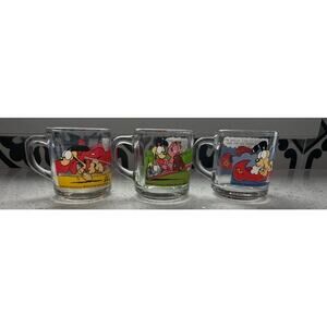 Vintage Set of 3 1978 McDonalds Garfield Odie Glass Coffee Mugs Cups Jim Davis